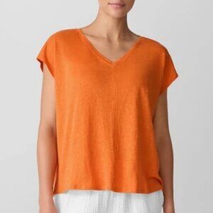 Bundle of 4 Eileen Fisher Womens  V Neck Square Linen T-Shirts Size M
